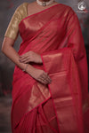 Narmaa - Rani Pink Zari Tissue With Deep Pink Selvedge And Gold Zari Chatai Border