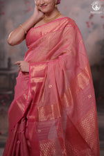 Narmaa - Pink Tissue With Zari Meena Butas Silk Cotton Saree-Rutambhara-RUTAMBHARA