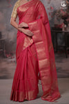 Narmaa - Rani Pink Zari Tissue With Deep Pink Selvedge And Gold Zari Chatai Border