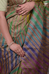 Dhanak - Light Brown Leheriya Saree In Tussar Silk
