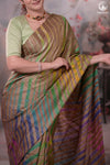 Dhanak - Light Brown Leheriya Saree In Tussar Silk