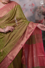 Narmaa - Green Tissue With Zari Meena Butas Silk Cotton Saree-Rutambhara-RUTAMBHARA