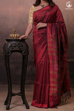 Nuktaa - Red Maroon Exquisite Handwoven Tangaliya Saree With Red Selvedge And Elaborate Pallu-Rutambhara-RUTAMBHARA