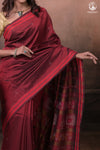 Nuktaa - Red Maroon Exquisite Handwoven Tangaliya Saree With Red Selvedge And Elaborate Pallu