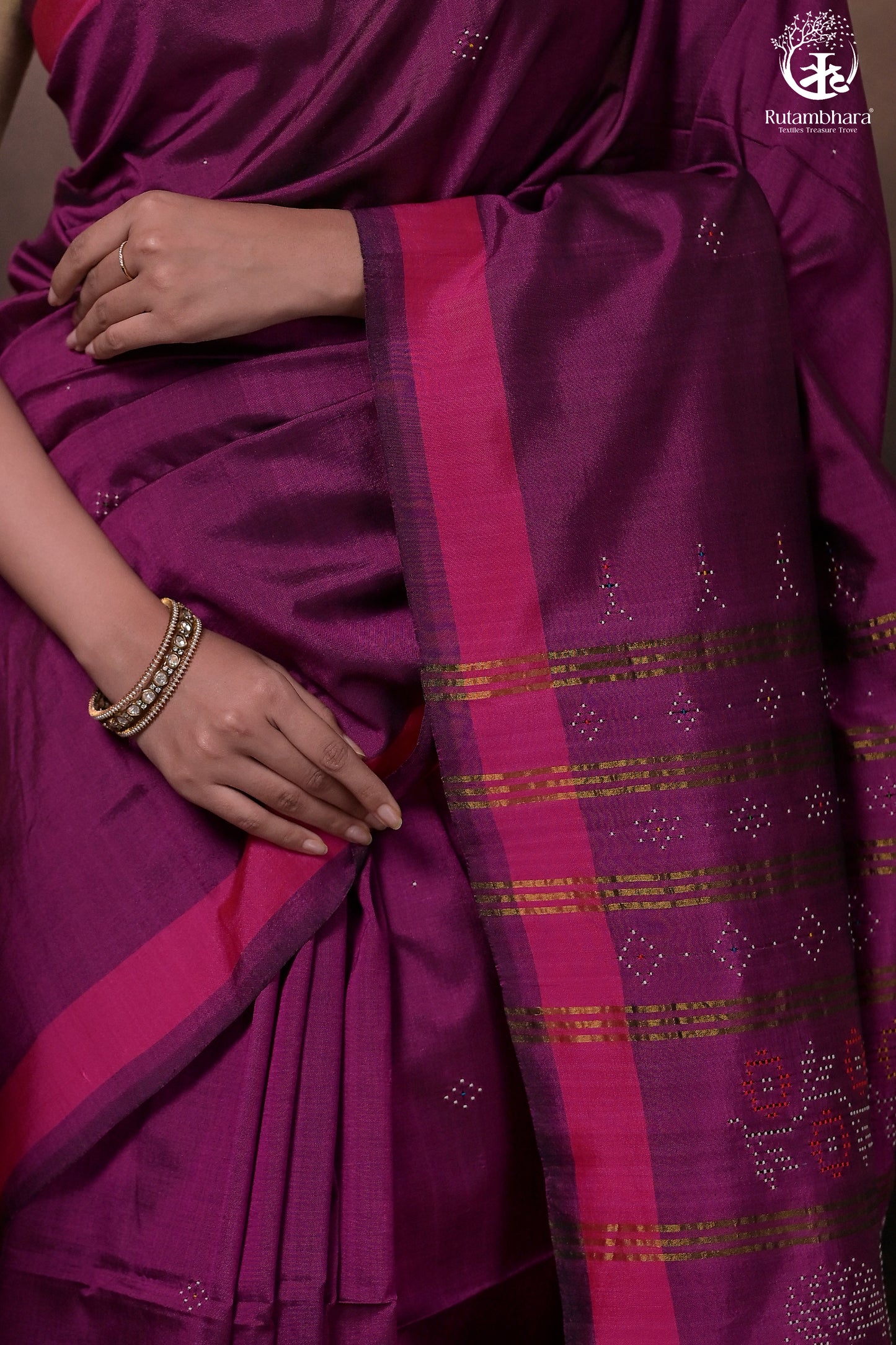 Nuktaa - Pink Magenta Exquisite Handwoven Tangaliya Saree With Pink Selvedge And Elaborate Pallu