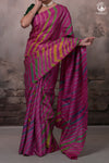 Dhanak - Magenta Pink Leheriya Saree In Tussar Silk