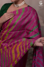 Dhanak - Magenta Pink Leheriya Saree In Tussar Silk-Rutambhara-RUTAMBHARA