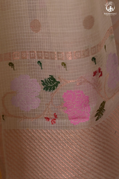 Aliyah - Pastel Lime Yellow Handwoven Zari Kota Saree With Self Colour Blouse-Rutambhara-RUTAMBHARA