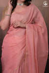 Swarvi - Elegant Blush Pink Chanderi Half Tissue Zari