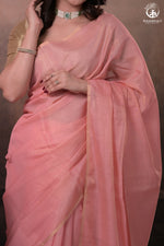 Swarvi - Elegant Blush Pink Chanderi Half Tissue Zari-RUTAMBHARA-RUTAMBHARA