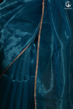 Swarvi - Lustrous Blue Handwoven Chanderi Silk Tissue Saree-RUTAMBHARA-RUTAMBHARA