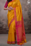 Narmaa - Orange Shot Pink (Sunrise Yellow) With Rani Pink Resham Lehar Border