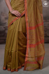 Narmaa - Mehendi Green With Small Lehar Border Silk Cotton Saree