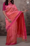 Narmaa - Orange Shot Pink (Peachish Pink) With Rani Pink Resham Lehar Border
