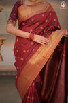 Eevara Reddish Maroon Kancheevaram Heirloom Silk Saree