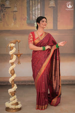 Eevara Burgundy Maroon Kancheevaram Heirloom Silk Saree-Rutambhara-Brown-RUTAMBHARA