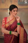 Eevara Burgundy Maroon Kancheevaram Heirloom Silk Saree