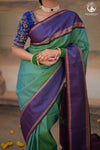 Eevara Aqua Blue Purple Kancheevaram Heirloom Silk Saree