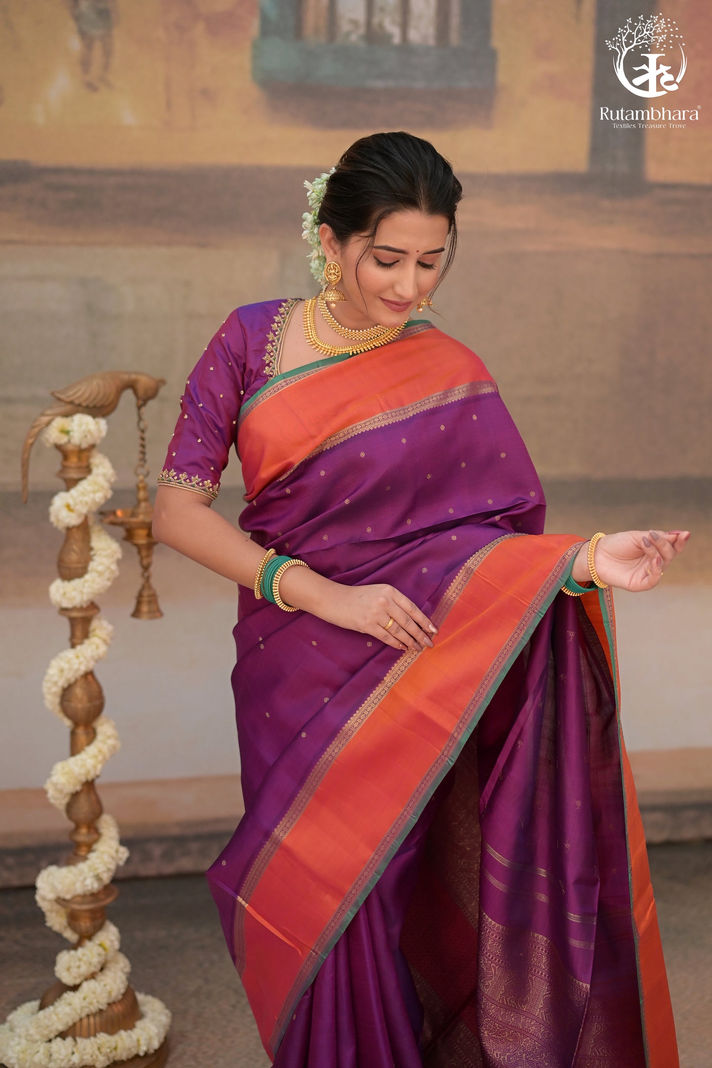 Eevara Royal Purple Kancheevaram Heirloom Silk Saree