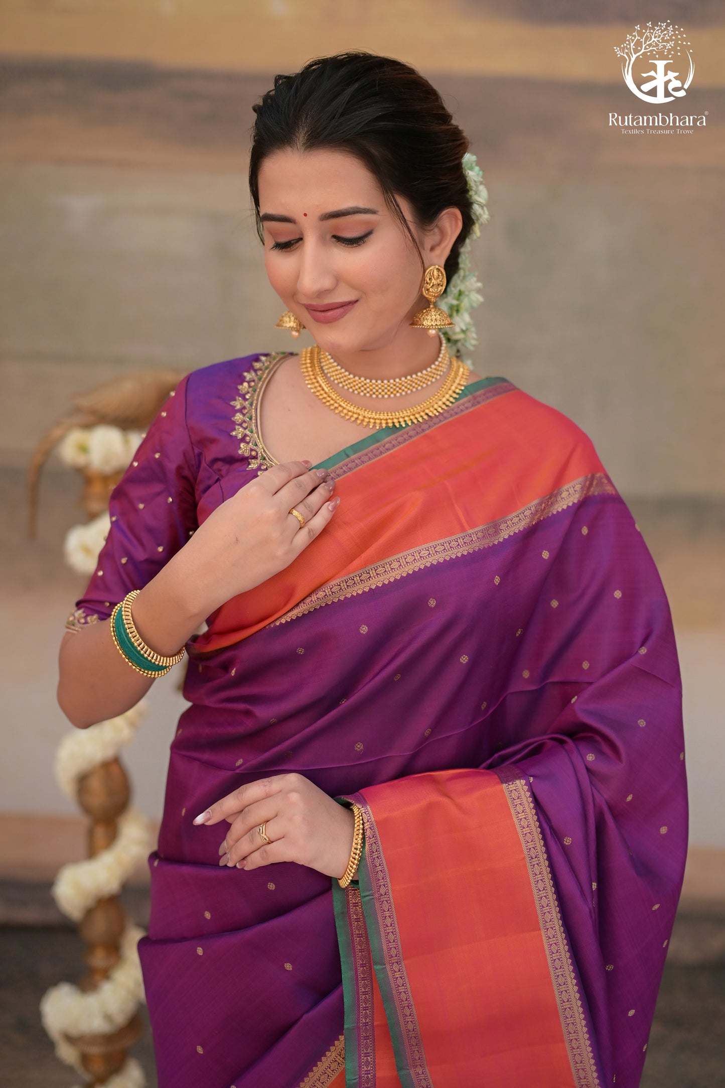 Eevara Royal Purple Kancheevaram Heirloom Silk Saree