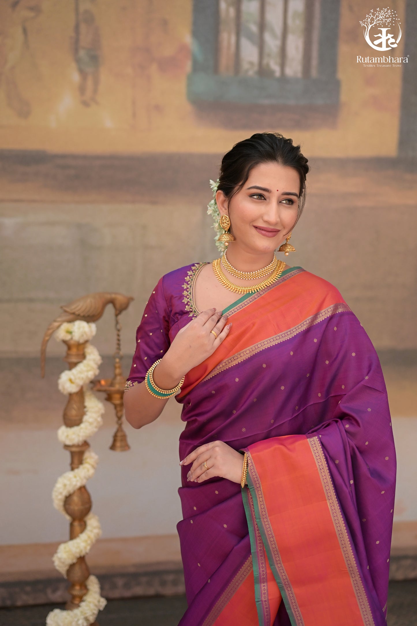 Eevara Royal Purple Kancheevaram Heirloom Silk Saree