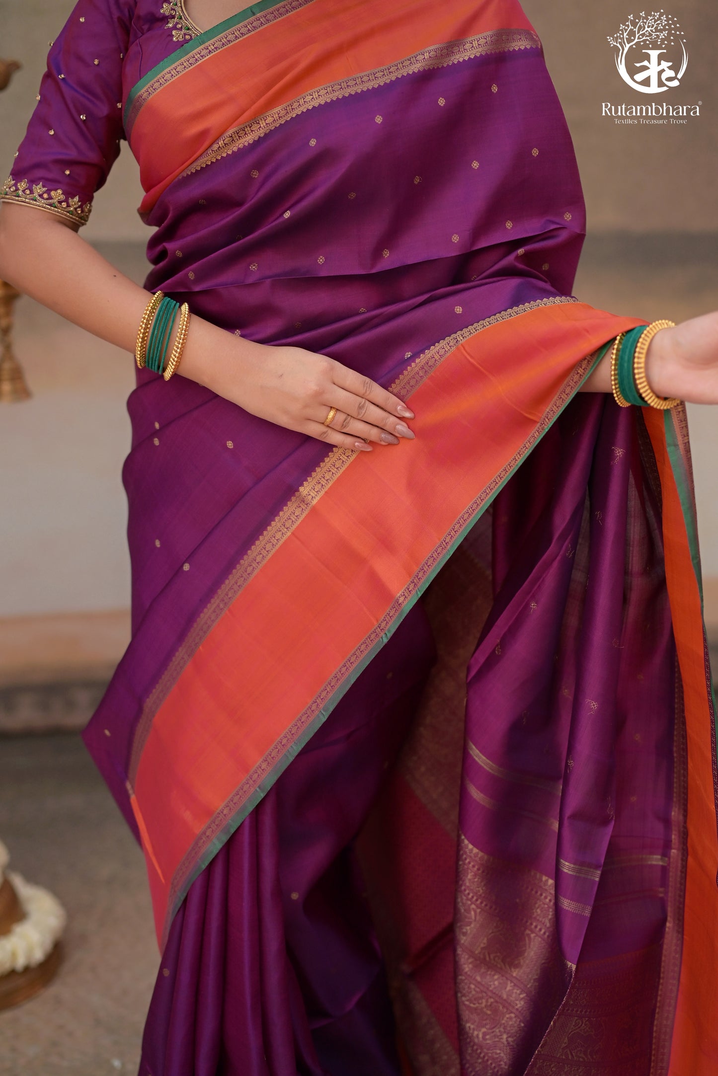 Eevara Royal Purple Kancheevaram Heirloom Silk Saree