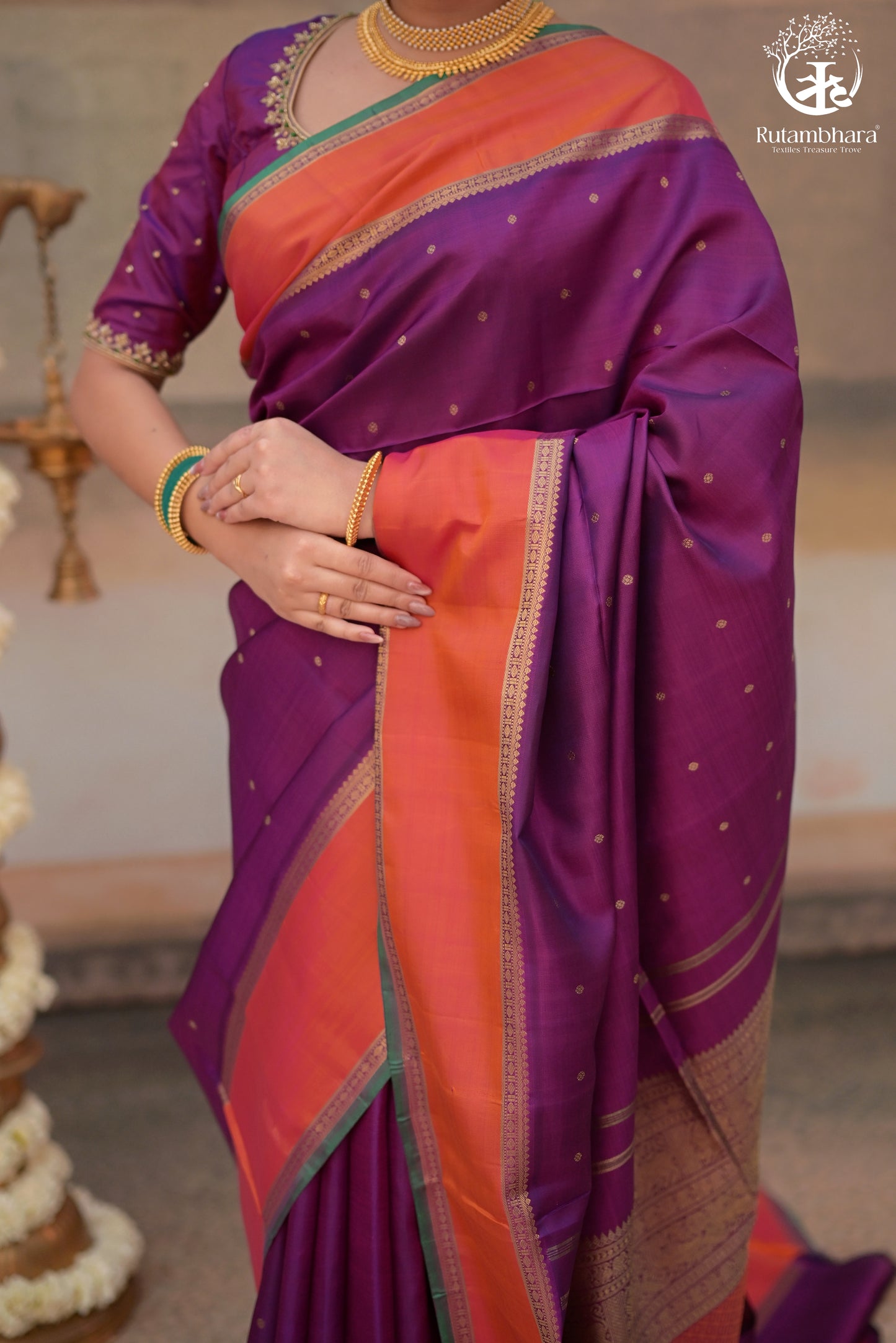 Eevara Royal Purple Kancheevaram Heirloom Silk Saree