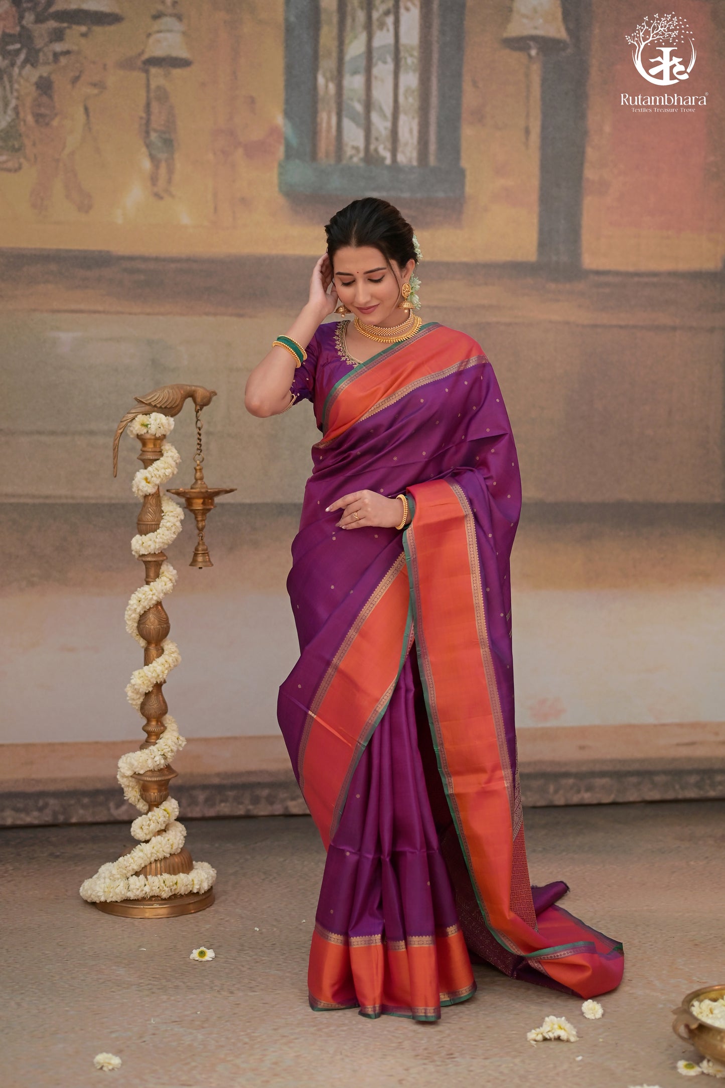 Eevara Royal Purple Kancheevaram Heirloom Silk Saree