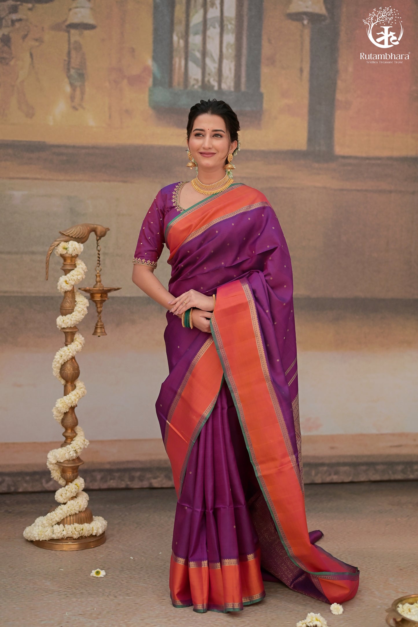 Eevara Royal Purple Kancheevaram Heirloom Silk Saree