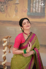 Eevara Pista Green Kancheevaram Heirloom Silk Saree-Rutambhara-Green-RUTAMBHARA