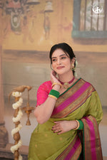 Eevara Pista Green Kancheevaram Heirloom Silk Saree-Rutambhara-Green-RUTAMBHARA