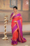 Eevara Orange Purple Kancheevaram Heirloom Silk Saree