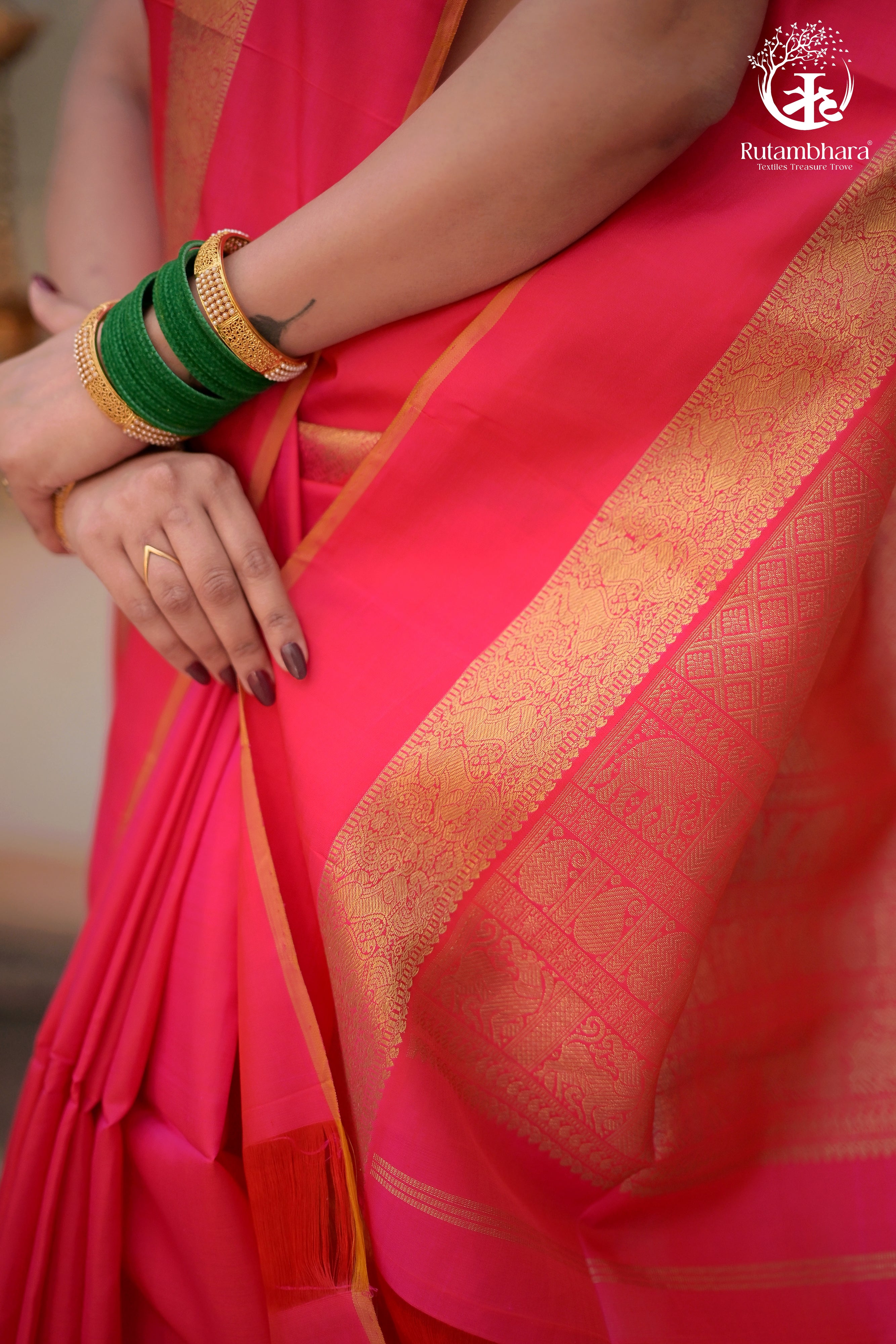Eevara Pink Kancheevaram Heirloom Silk Saree