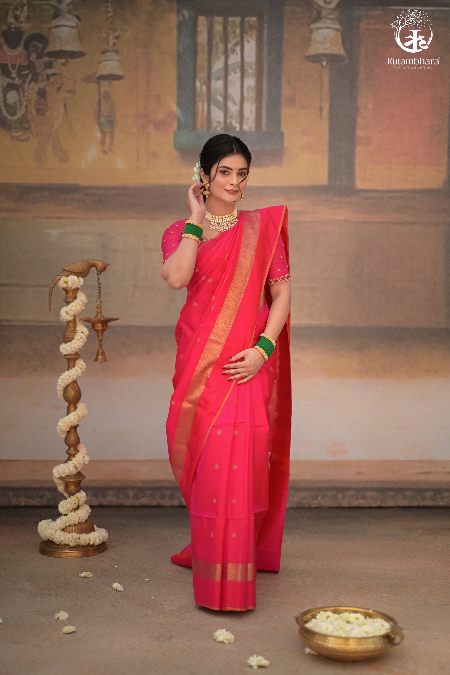 Eevara Pink Kancheevaram Heirloom Silk Saree