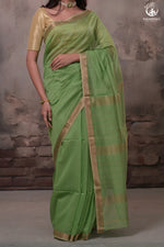 Narmaa - Pastel Green With Small Leher Border Silk Cotton Saree-Rutambhara-RUTAMBHARA