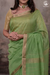 Narmaa - Pastel Green With Small Leher Border Silk Cotton Saree