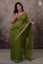 Narmaa - Green With Small Lehar Border Silk Cotton Saree-Rutambhara-RUTAMBHARA