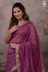 Narmaa - Pastel Magenta With Small Lehar Border Silk Cotton Saree