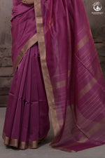 Narmaa - Pastel Magenta With Small Lehar Border Silk Cotton Saree-Rutambhara-RUTAMBHARA