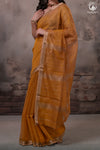 Narmaa - Mustard Yellow With Small Lehar Border Silk Cotton Saree