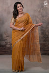 Narmaa - Mustard Yellow With Small Lehar Border Silk Cotton Saree