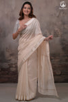 Narmaa - Beige With Resham Chatai Border Silk Cotton Saree