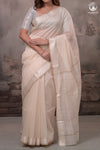Narmaa - Beige With Resham Chatai Border Silk Cotton Saree