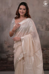 Narmaa - Beige With Resham Chatai Border Silk Cotton Saree