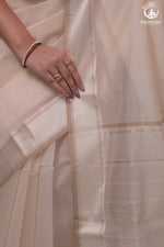 Narmaa - Beige With Resham Chatai Border Silk Cotton Saree-Rutambhara-RUTAMBHARA
