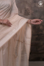 Narmaa - Beige With Resham Chatai Border Silk Cotton Saree-Rutambhara-RUTAMBHARA