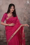 Narmaa - Rani Pink With Small Lehar Border Silk Cotton Saree