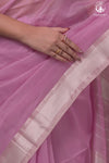 Narmaa - Pastel Mauve Pink With Resham Chevron Border Silk Cotton Saree