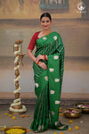 Noushk - Royal Green Banarasi Saree With Sona-Rupa Zari  Kairi Motifs In Mashroo Border