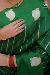 Noushk - Royal Green Banarasi Saree With Sona-Rupa Zari  Kairi Motifs In Mashroo Border